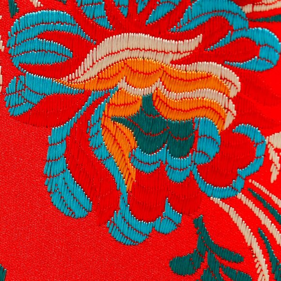 Gucci Hibiscus Red Malaga Kid Silk Hannelore Detachable Platform Slide - Picture 11 of 13